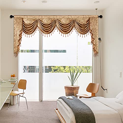 Elkca European Curtain Valances For Living Room Luxury Window Curtains For Bedroom,Rod Pocket (W110, 1Panel) #TOP7
