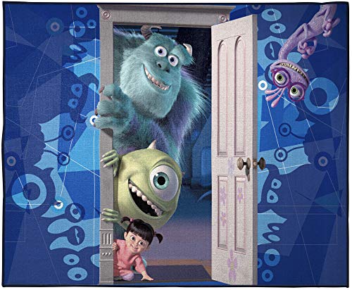 Jay Franco Disney Monsters Inc Scare Team Room Rug - Large Area Rug Measures 4 x 5 Feet Features Mike Wazowski, James Sullivan, & Boo (Offical Disney Product)