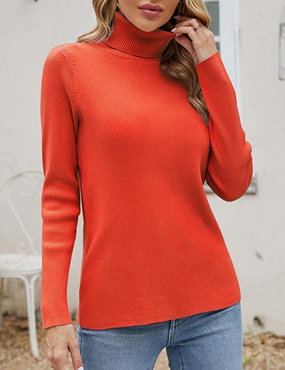 SANGTREE Women's Ribbed Turtleneck Sweater Basic Stretchy Slim Fit Knit Pullover Tops Fall Fashions - Image 2