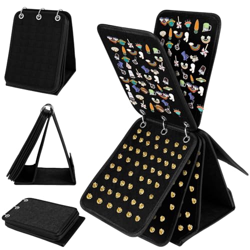 Pin Display Holder, Pins Collection Storage Organizer Case, Brooch Display Binder for Store 270 Pins, Enamel Pin Pages, Brooch Organizer with 3 Binders and 5 Pages for Jewelry(black)