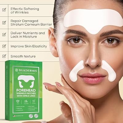 SILKDERMIS Forehead Wrinkle Patches 12Pcs with Smile Line Patches 24Pcs with Aloe, Collagen, Vitamin E, Forehead Wrinkles Treatment and Smile Lines Treatment