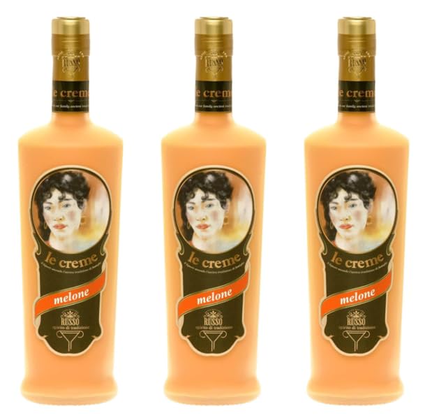 Russo Crema Di Melone - Pack de 3 botellas de 700 ml - Licor de melón italiano – Dulce, fresco y afrutado – Ideal para cócteles y sobremesas