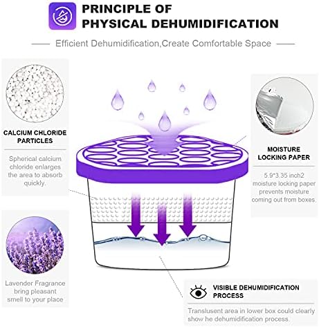 NATRUTH 500mL Lavender Moisture Absorber boxes , Closet Dehumidifier, Eradicate Odor,Dehumidifiers and Air Freshener for Closet ,Shoes Box, Bathrooms, Kitchen & Study, Boats,RVs