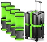 Ninmaofly 4 Pcs Luggage Straps, Adjustable Suitcase Straps, Heavy Duty Luggage Straps for Suitcase, Thickened Suitcases Strap Suitcase Belts, Travelling Luggage Accessories (Green) - Image 1