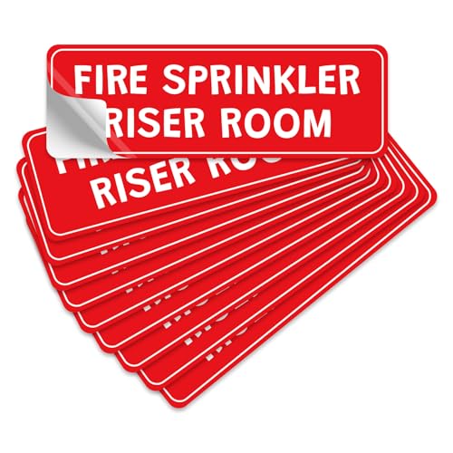 10PCS Fire Sprinkler Riser Room Self-Adhesive Sign for School Restaurant Office Fire Sprinkler Riser Room Signs Waterproof Sign Stickers for Business Building House Apartment