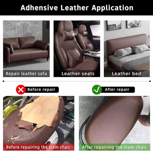 Image of Leather Repair Tape, Self-Adhesive Leather Repair Patch for Couch Furniture Sofas Car Seats, Advanced PU Vinyl Leather Repair Kit (Brown - 1Pcs)