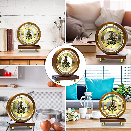 Maxspace Relógio de mesa números romanos, relógio de mesa de madeira maciça de 21,3 cm operado por b