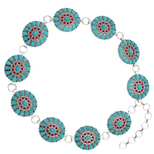 Rosemarie & Jubalee Cowgirl Chic Statement Western Linked Conchos With Natural Howlite Stones On Waist Chain Belt