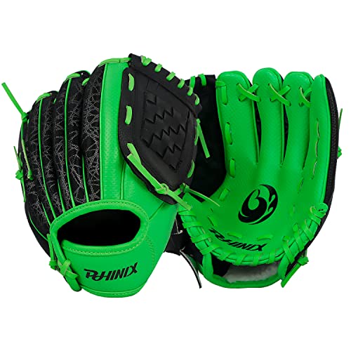 PHINIX Baseball Glove Tee-Ball Mitts for Kids Play & Training 8 .5'- 9' (9', Green)