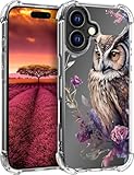 YCJACE Clear Phone Case for iPhone 16 Plus,Soft TPU Bumper Phone Case with Owl Pattern Shockproof Slim Fit Cover Case for iPhone 16 Plus -Owl