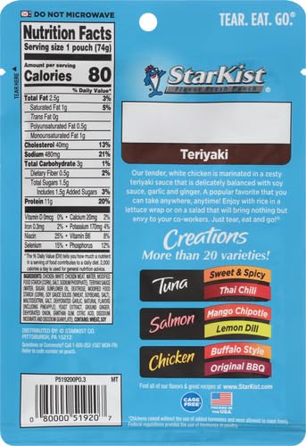Image of StarKist Chicken Creations Teriyaki, Single Serve Pouch, 2.6 oz (Pack of 8)
