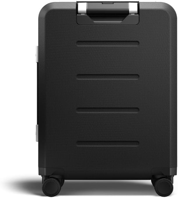 Db Journey D_b_ Ramverk Pro Front Access Carry-On 21 Inch Hardside Luggage Extra Protection Aluminum Frame, Silent 360 Spinner Wheels, TSA Lock, Interior Laptop Compartment - Silver Frame/Black