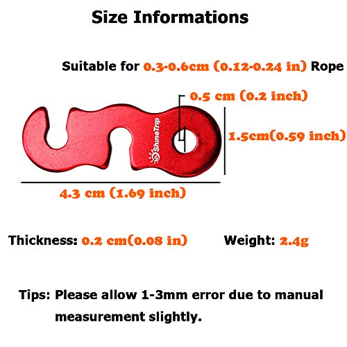 Yillsen Ultralight Aluminum Alloy Guyline Cord Adjuster Tent Tensioners Rope Adjuster For Tent Camping Hiking Backpacking Outdoor Activity Pack Of 10 Red #TOP1