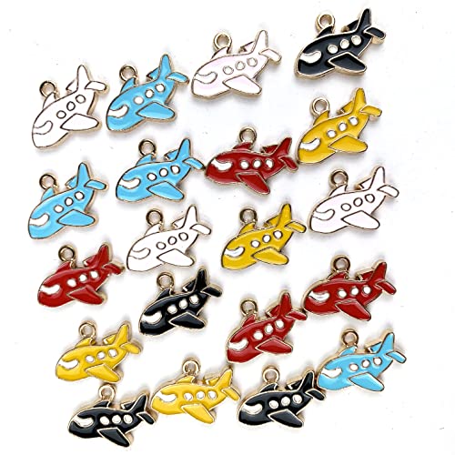 Heyiwell 20Pc Gold Plated Mix Airplane Alloy Enamel Charms Pendants For Keychain Bracelets Necklace Diy Jewelry Making 17X16Mm #TOP12