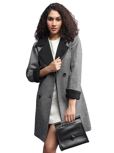 PLAGG Women Winter Wear Solid Long length Trench Coat with wool blend and comfort fit