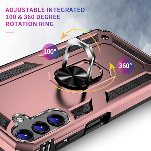 Image of for Samsung Galaxy S24 FE Case with Screen Protector, Military Grade Rugged Shockproof Galaxy S24 FE 5G Heavy Duty Protective Cover for Samsung S24 FE Magnetic Ring Kickstand Phone Case (Pink)