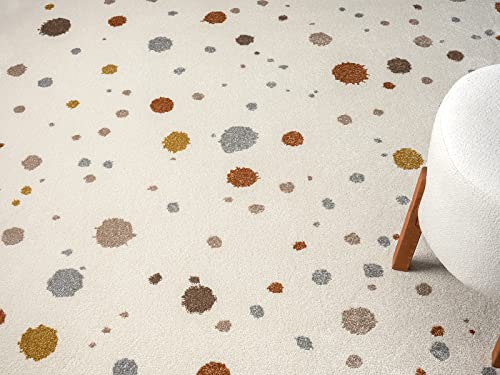 the carpet Beat Kids Moderner Weicher Kinderteppich, Weicher Flor, Pflegeleicht, Farbecht, Punkte Muster, Creme, 120 x 170 cm - 6