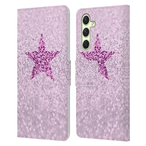 Samsung A54 5G étui portefeuille Monika Strigel protège écran et range cartes rose étoile pailleté