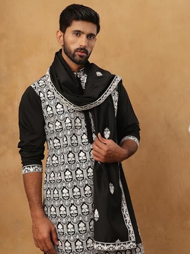Image of Jompers Silk Blend Embroidered Kurta Pyjama Dupatta Set