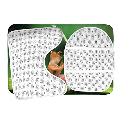 DIRYKILP Frosch mit Blatt Regenschirm 3 Stück Badvorleger Set Badematte + Konturmatte + Toilettendeckelbezug mit rutschfester Klebeunterseite – Bild 7