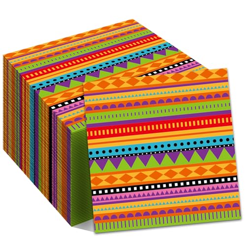 200Pcs Mexican Fiesta Party Napkins Mexican Theme Party Paper Napkins Disposable Napkins Set Mexican Fiesta Paper Luncheon Napkins Supplies