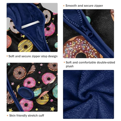 CHIFIGNO Colorful Donut Black Kids Zip up Jacket Lightweight Thick Fleece Outerwear Jackets 3T3