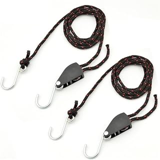 2 PCS 1/4 '' 136KG Loaded Pulley Ratchets Kayak And Canoe Boat Bow And Stern Lock Rope Tie Down Strap Fast Duty Adjustable Hook Kayak Paddle Lanyard