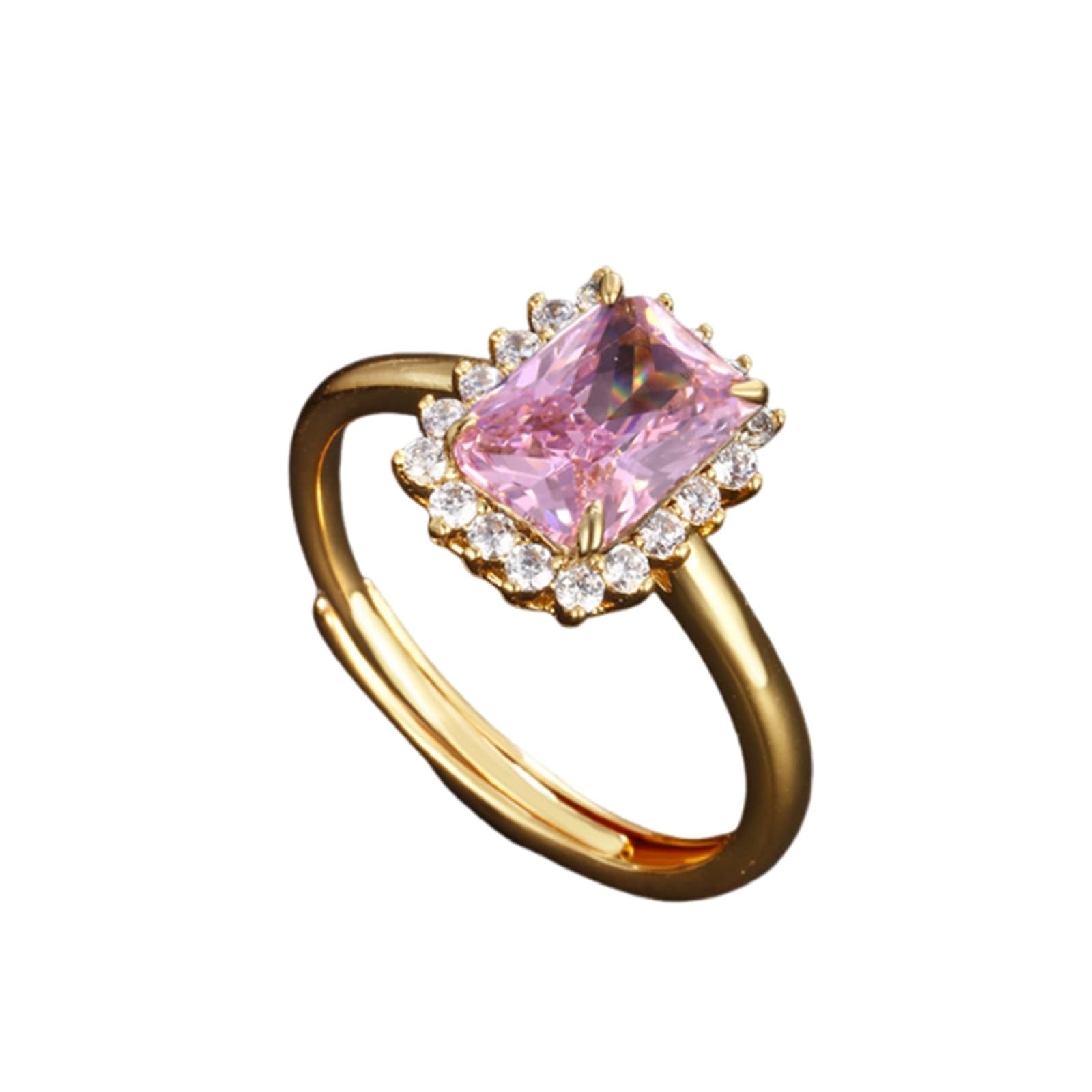 Alianzas oro Au 375/585/750 con rectángulo Lab Rosa Zafiro Anillo abierto