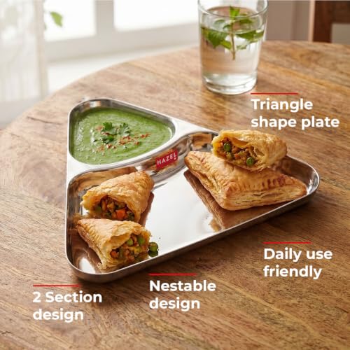 Image of HAZEL 2 Section Triangle Plate Stainless Steel Set of 2 for Kids