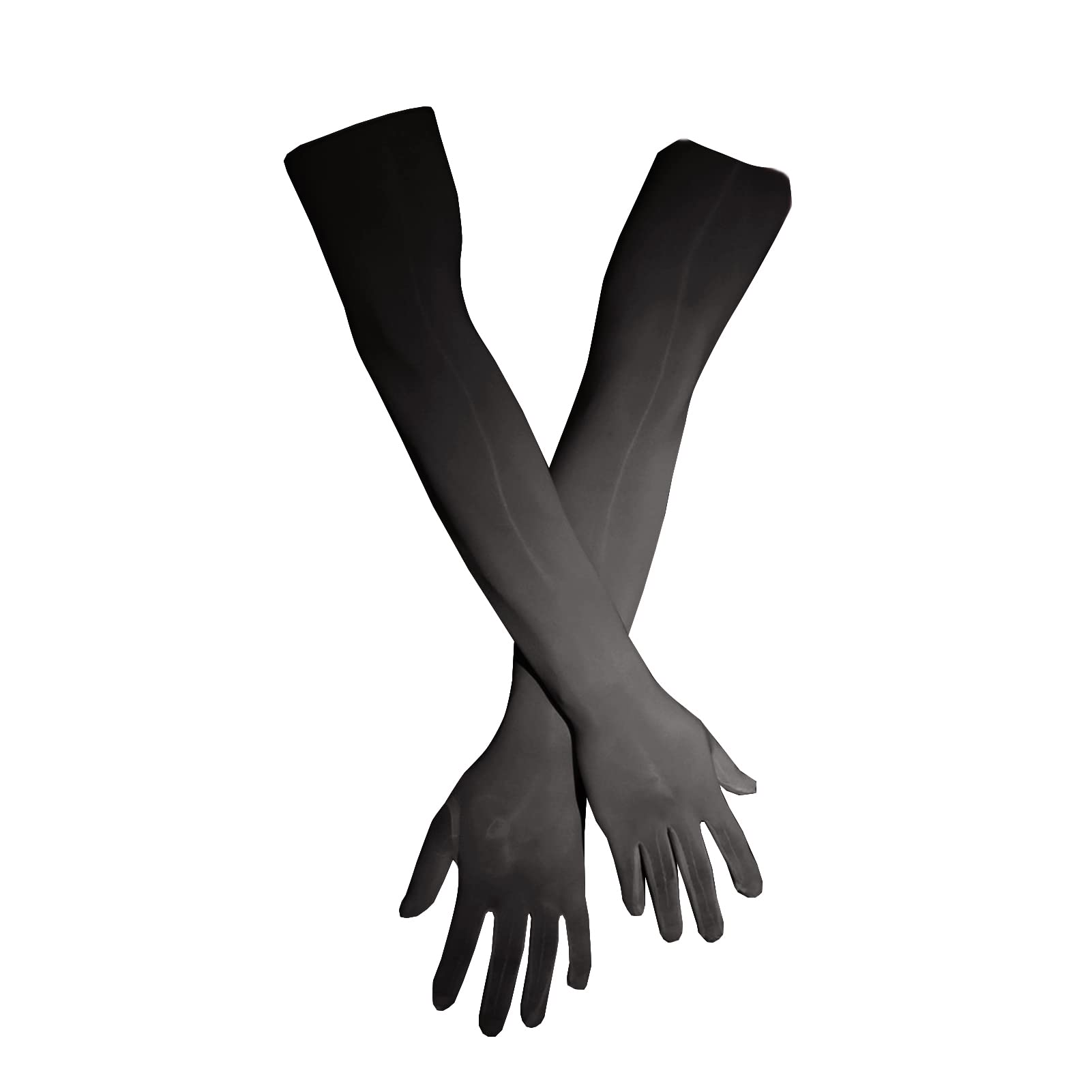 leesuo Women's Sexy 8D Oil Shiny Glossy Nylon Long Gloves Ladies Wedding Outdoor Party 5 Finger Gloves