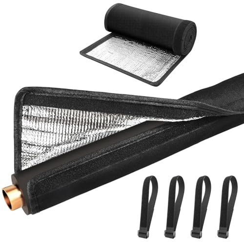 Dnairtly AC Pipe Insulation Outdoor Wrap 3 Layer HVAC Copper Pipe Insulation Sleeve with 4 Straps Waterproof Air Conditioner Line Insulation Cover for Outside 72x10.2 Inch