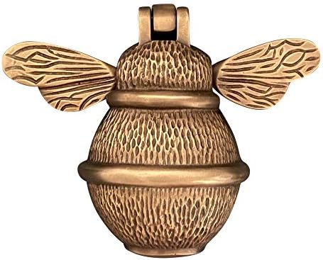 Bee Door Knocker for Front Door | Polished Solid Brass Bee | Brass Knockers with Strike Plate | UPVC | Bumblebee Front Door Furniture with a Unique Design (Bronze)