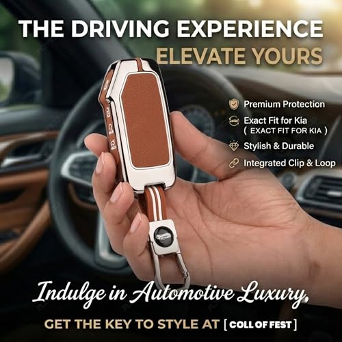 Image of Coll of Fest Premium Metal Key Cover Compatible with Kia Seltos Facelift | Seltos 2024 | Sonet Facelift | Carens Clavis | Carens X-Line | Seltos 2023 4 Button Smart Key Glow in the Dark