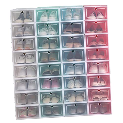 WEKAMOS 6 Scatole Trasparenti Impilabili per Scarpe Contenitore in Spessa Organizer per Riporre Scarpe per Armadi e Ingressi Set da 6 Pezzi