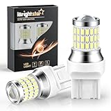iBrightstar 9-30V Flashing Strobe Blinking LED Reverse Lights 7440 7443 T20 LED Bulbs with Projector Replacement for Back Up Reverse Lights, Xenon White