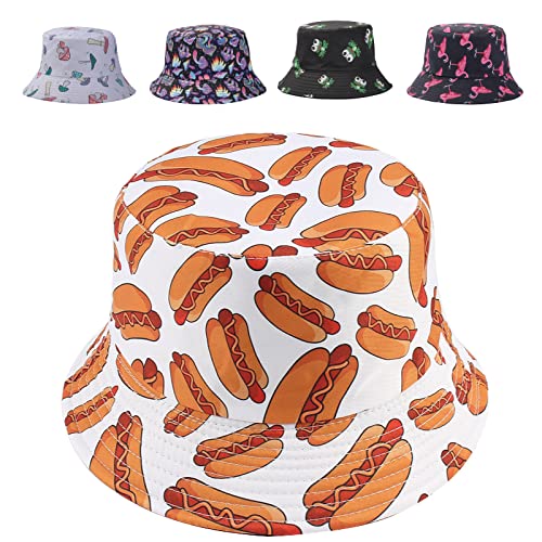Image of Reversible Bucket Hat for Women Summer Travel Fisherman Cap, Girls Cute Double Side Wear Bucket Cap