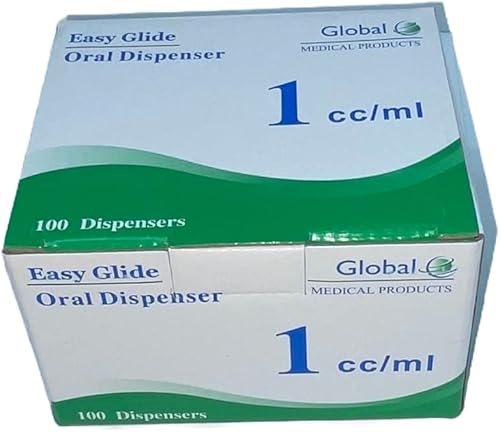 Easy Glide Jeringa oral de 0.0fl oz, 1 cc, estéril, tapas incluidas, ideal para medicina oral y cuidado en el hogar, 50 unidades
