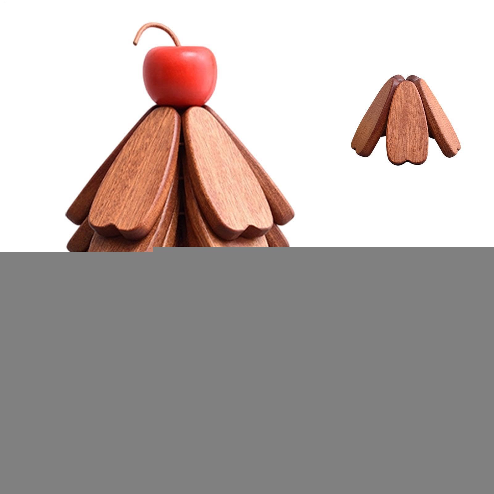 Ensemble Dessous De Plat en Bois Forme Sapin Accessoire de Cuisine