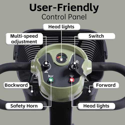 Image of 4 Wheel Mobility Scooter, Electric Scooter with Seat,Lightweight Mobility Scooter with Removable Battery. 6 MPH High Speed 265 lbs Capacity, Foldable Design (Green)