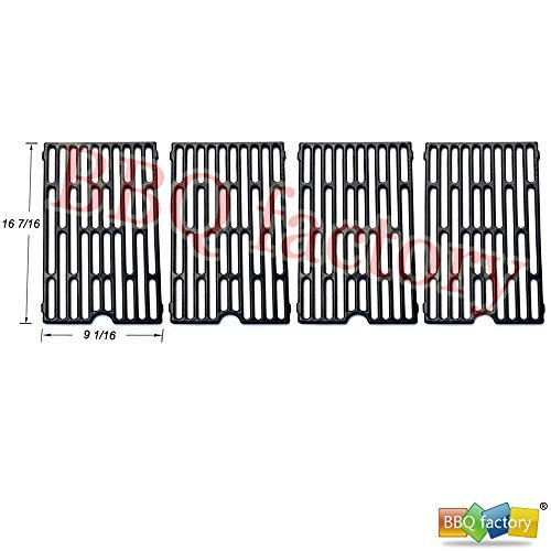 bbq factory® Replacement Cast Iron Cooking Grid Porcelain Coated (4-Pack) for Select Gas Grill Models by Chargriller,Jenn-air, Vermont Castings Gas Grill and Others