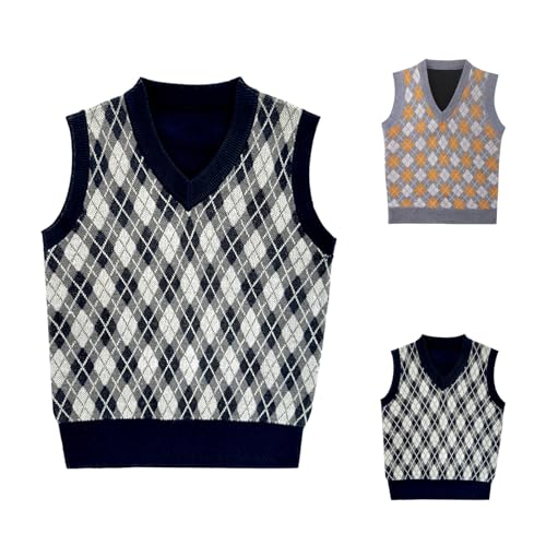 Kids Boys School Uniform Sweater for Girls Solid Sleeveless Sweater Vest V Neck Knitwear Tank Top Black 3 to 4 Years