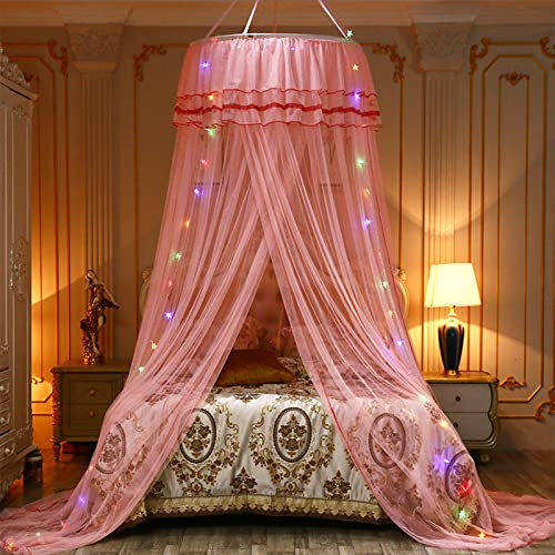 Mosquito Net Bed Canopy For Girls, Princess Round Hoop Sheer Bed Canopy, Dome Mosquito Netting Bed Tent Twin Girls Canopy Bed Decor (Pink) #TOP8