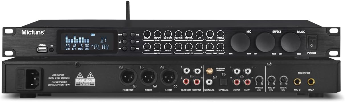 KT900 Digital Pre-stage Effector Anti-howling Audio Processor Echo USB MP3 Bluetooth Optical