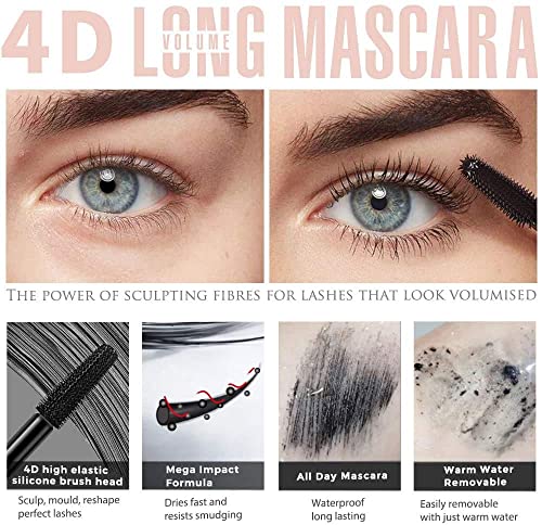 4. Bild von 4D Silk Fiber Wimperntusche, Extra Long Lash Verlängerung & Volumen Eyelash Mascara Wasserdicht Langlebig Natürlich Augen Make-up Not Blooming