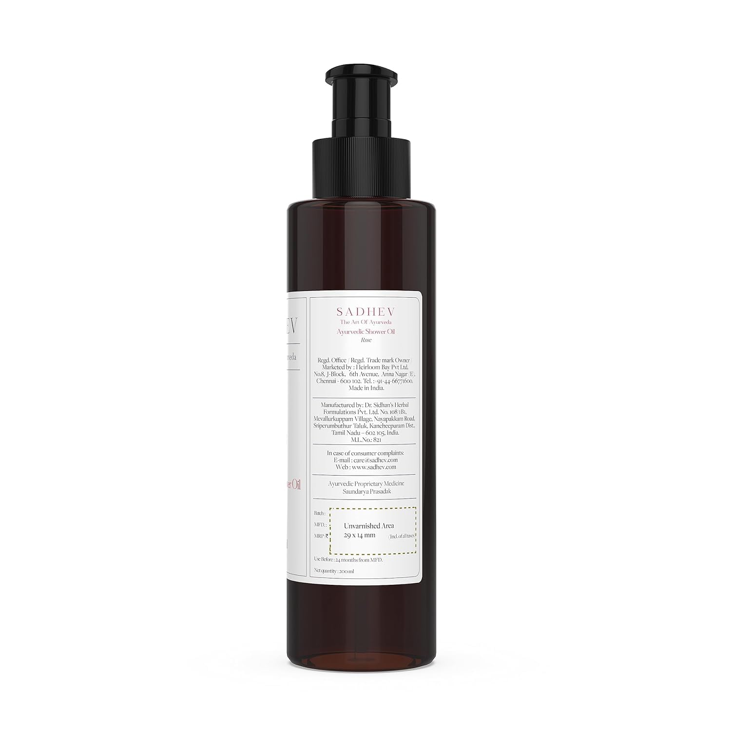 Sadhev Ayurvedic Rose Shower Oil For Hydration And Moistrization of Skin - 200 ml (Pack of 1) 2