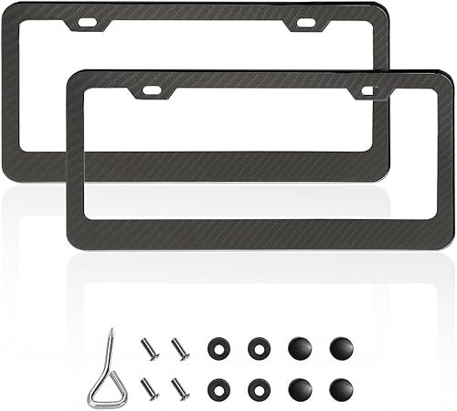 Miniatura 5 de Ziciner 2 marcos de matrícula, cubierta de acero inoxidable pulido con espejo, decoración de piezas de accesorios exteriores universales con 1