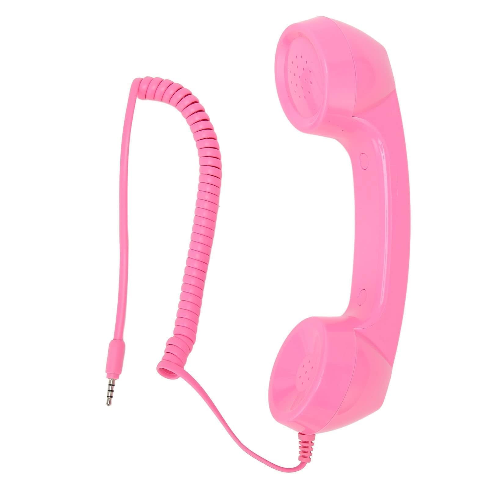 Combiné rétro pour téléphone portable rose : sublimez votre bureau vintage au quotidien