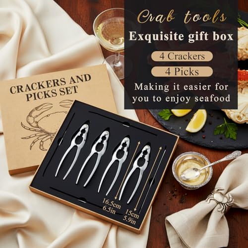 image for Pangda Crab Crackers and Tools Set with Gift Box Including 4 Lobster C