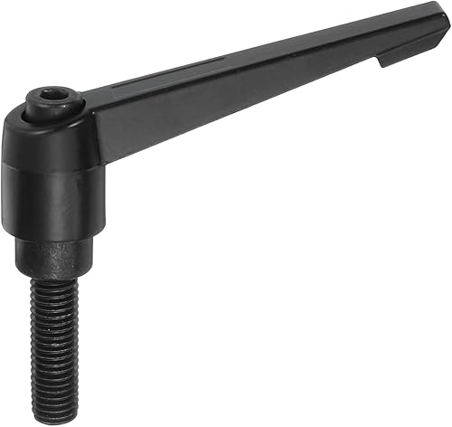Miniatura 64 de uxcell Perillas ajustables M8 x 3.150 in, rosca macho, botón de trinquete, bloqueo rápido, perno giratorio para maquinaria de torno, color negro