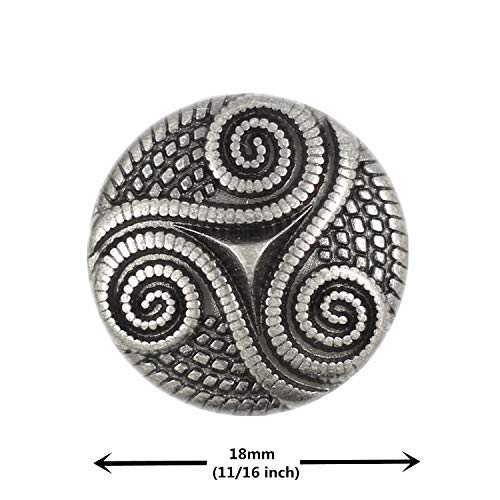 Image of Bezelry 12 Pieces Roped Celtic Triple Spiral Metal Shank Blazer Button. (Gray Silver, 18mm)